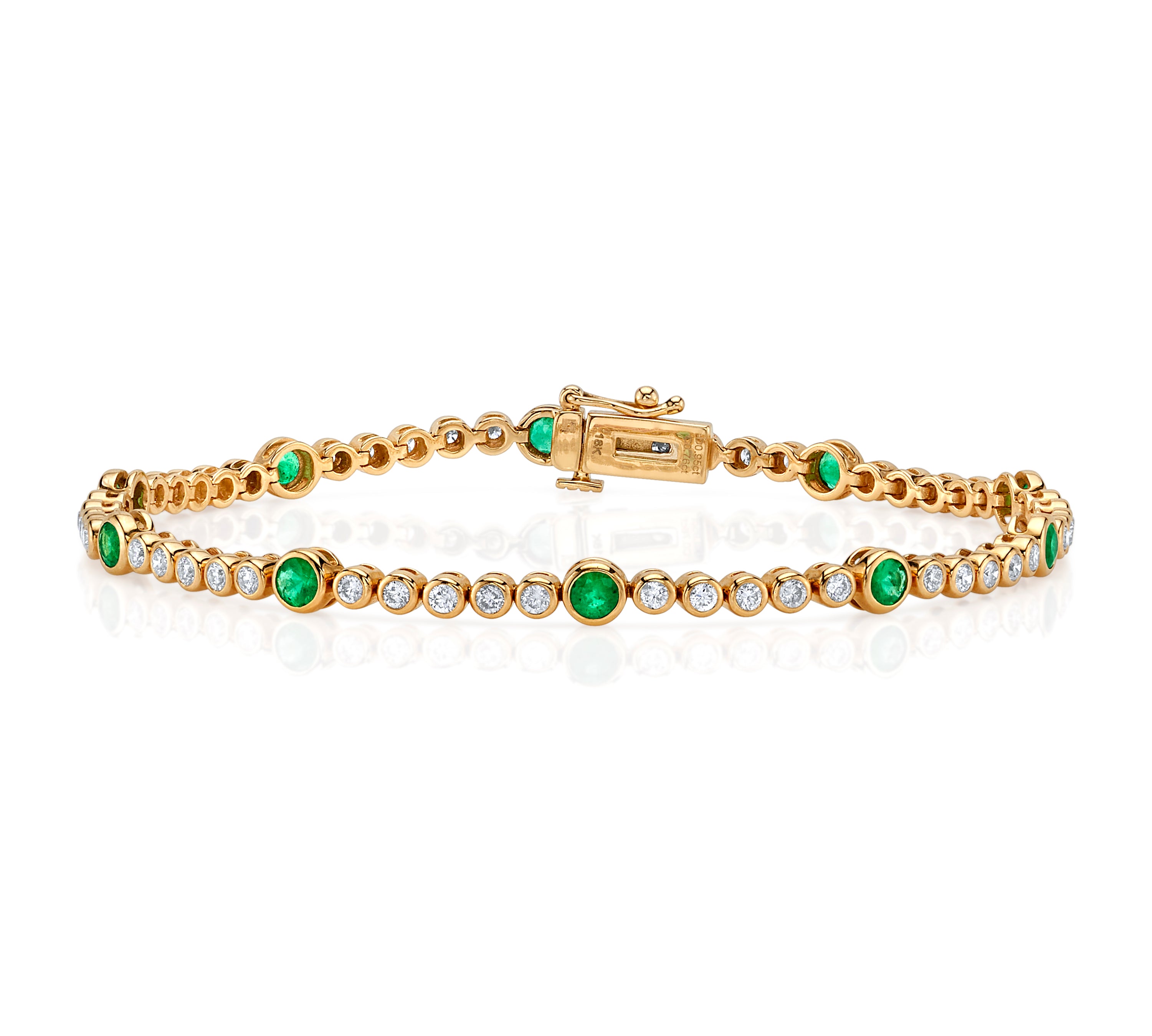 Stone and Diamond Bezel Tennis Bracelet Tennis Bracelet Roseark Deux Emerald