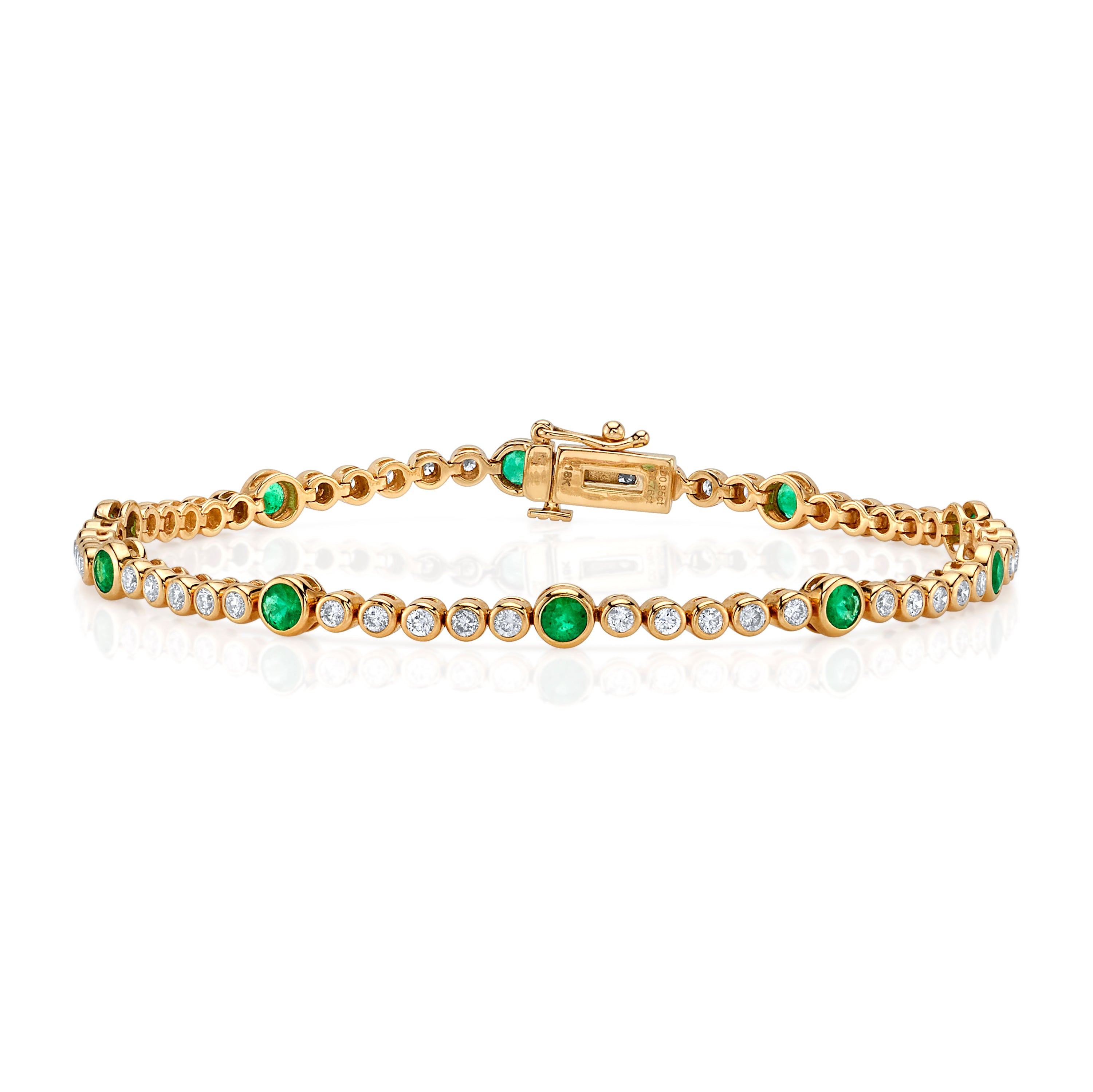 Stone and Diamond Bezel Tennis Bracelet Tennis Bracelet Roseark Deux Emerald