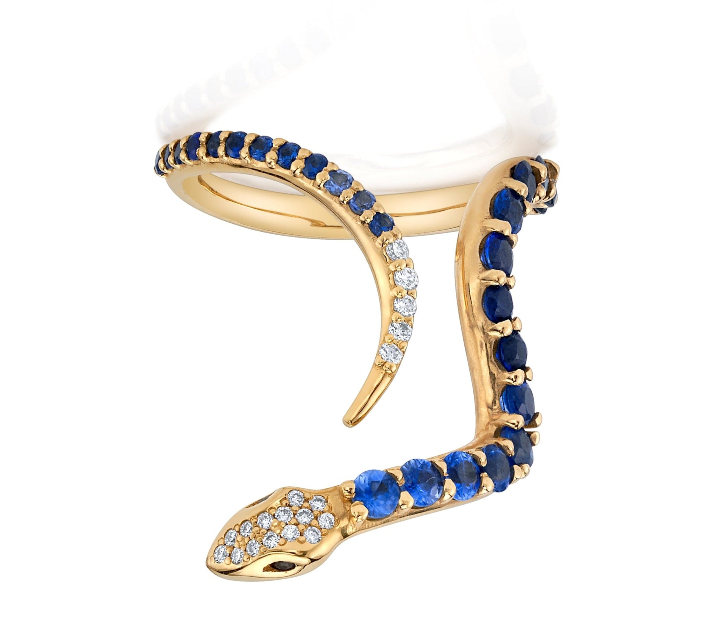 Sapphire Diamond Snake Ring Ring Perez Bitan Denim Blue Sapphire