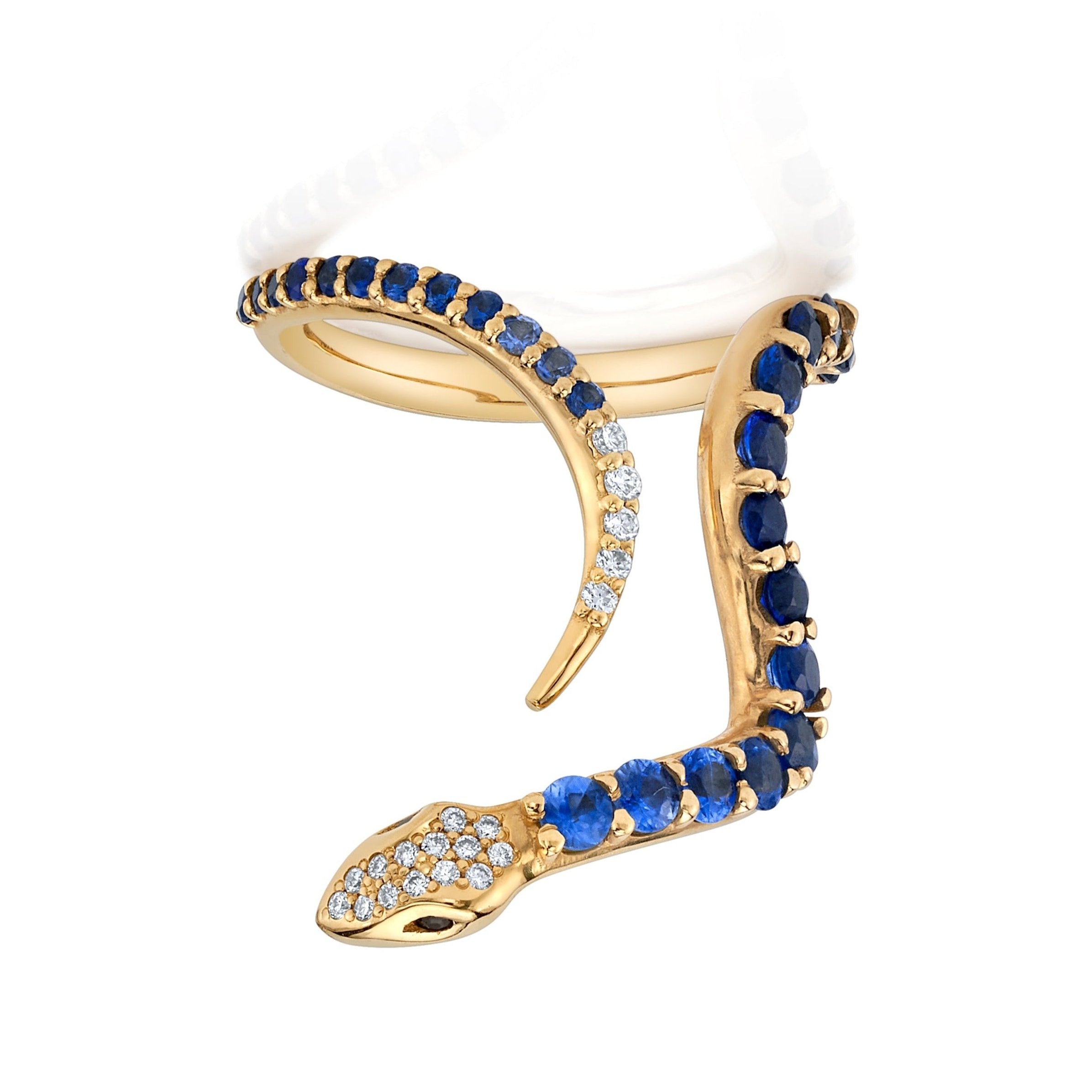 Sapphire Diamond Snake Ring Ring Perez Bitan Denim Blue Sapphire