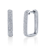 Pave Diamond Rectangle Hoop Hoop Earrings Roseark Deux Pair White Gold