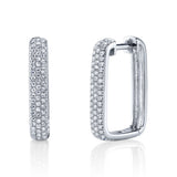 Pave Diamond Rectangle Hoop Hoop Earrings Roseark Deux Pair White Gold