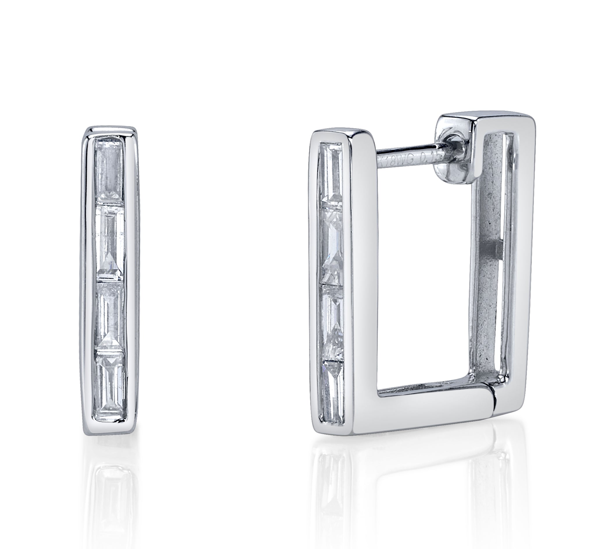 Baguette Diamond Square Hoop Hoop Earrings Roseark Deux Pair