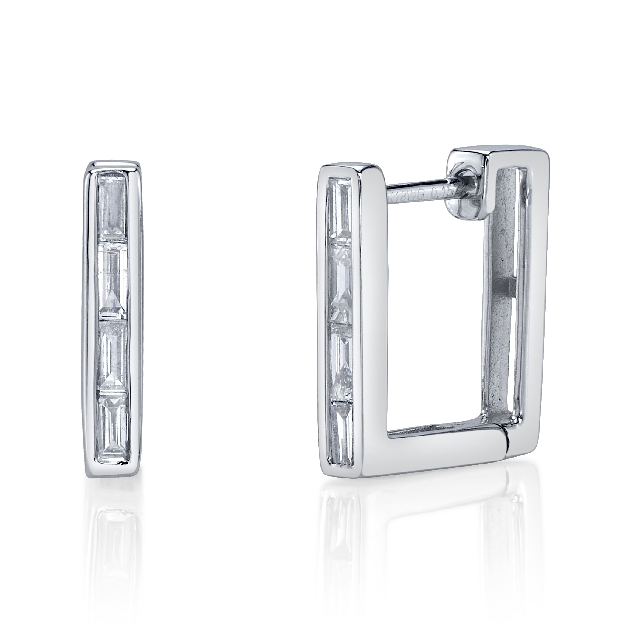 Baguette Diamond Square Hoop Hoop Earrings Roseark Deux Pair