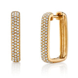 Pave Diamond Rectangle Hoop Hoop Earrings Roseark Deux Pair Yellow Gold