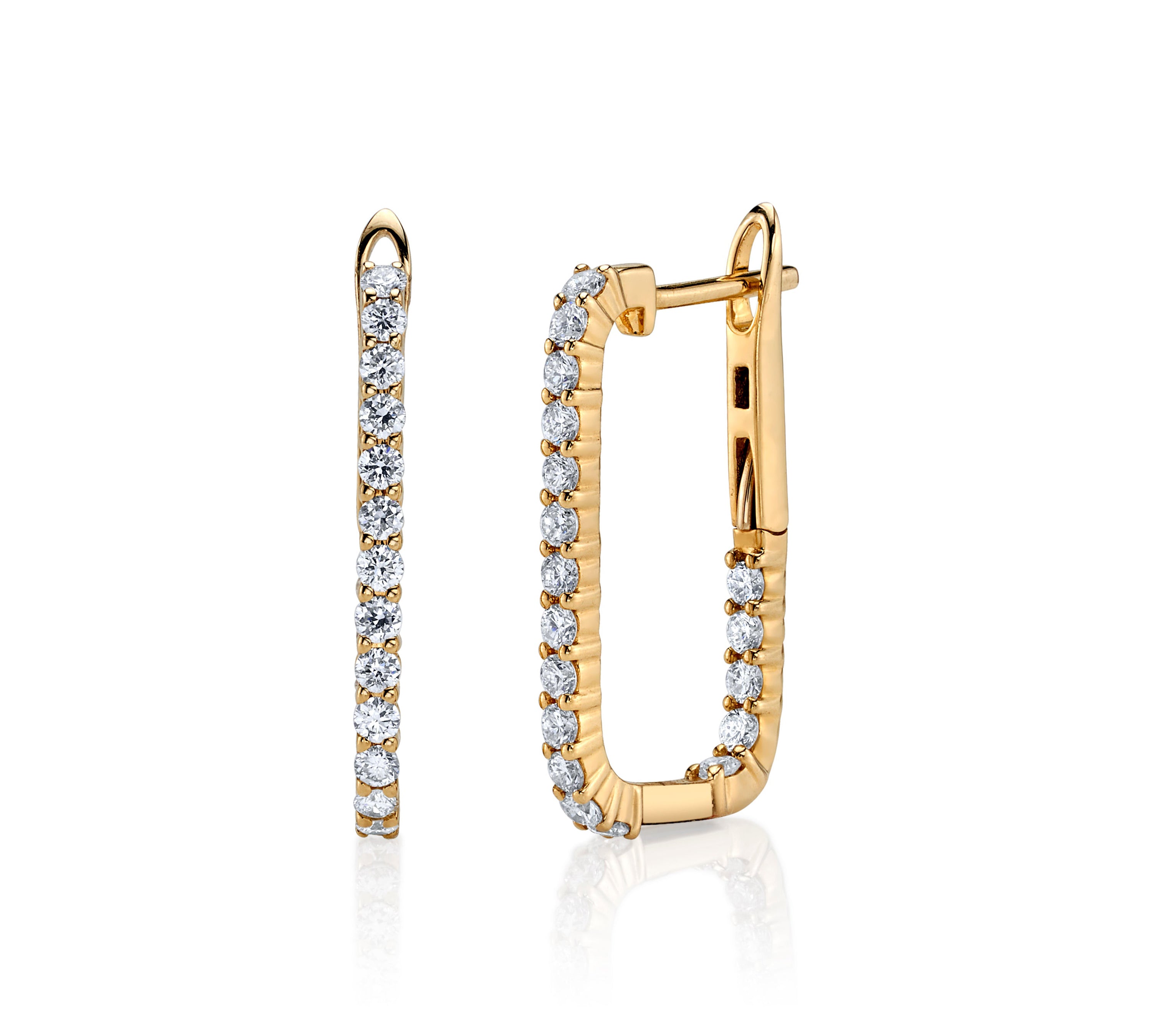 Inside-Out Rectangular Diamond Hoop Hoops Earrings Roseark Deux Pair  