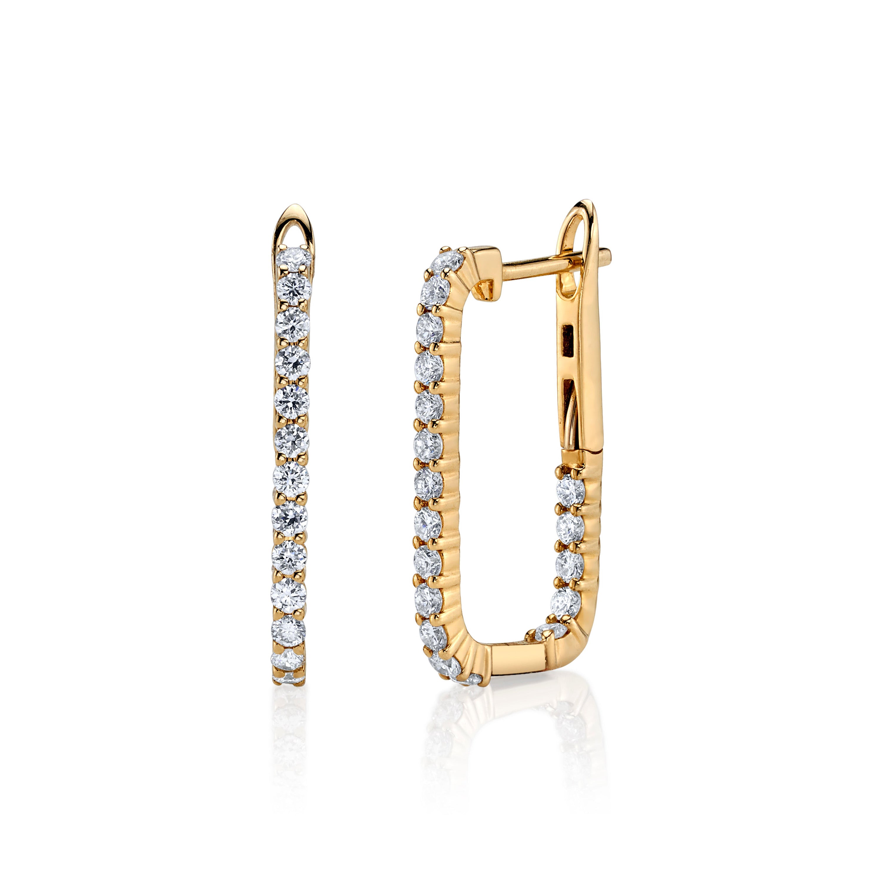 Inside-Out Rectangular Diamond Hoop Hoops Earrings Roseark Deux Pair  
