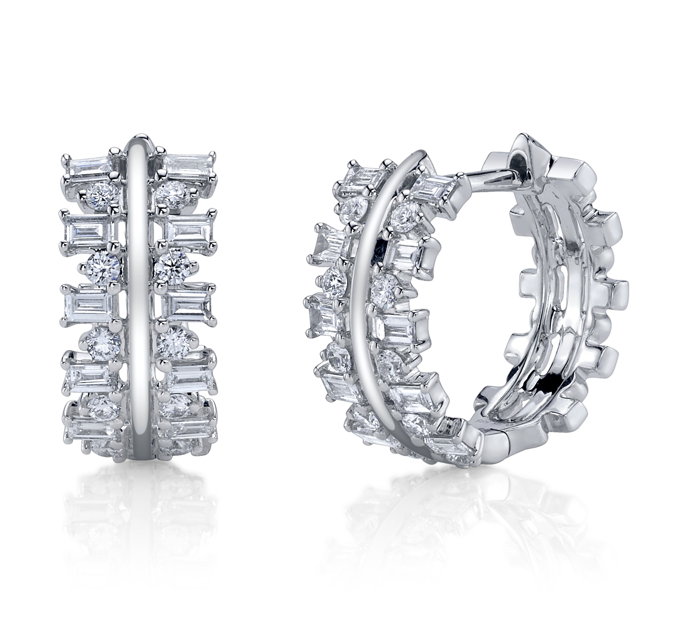 Baguette Diamond Trail Huggie Huggie Earrings Roseark Deux Pair  