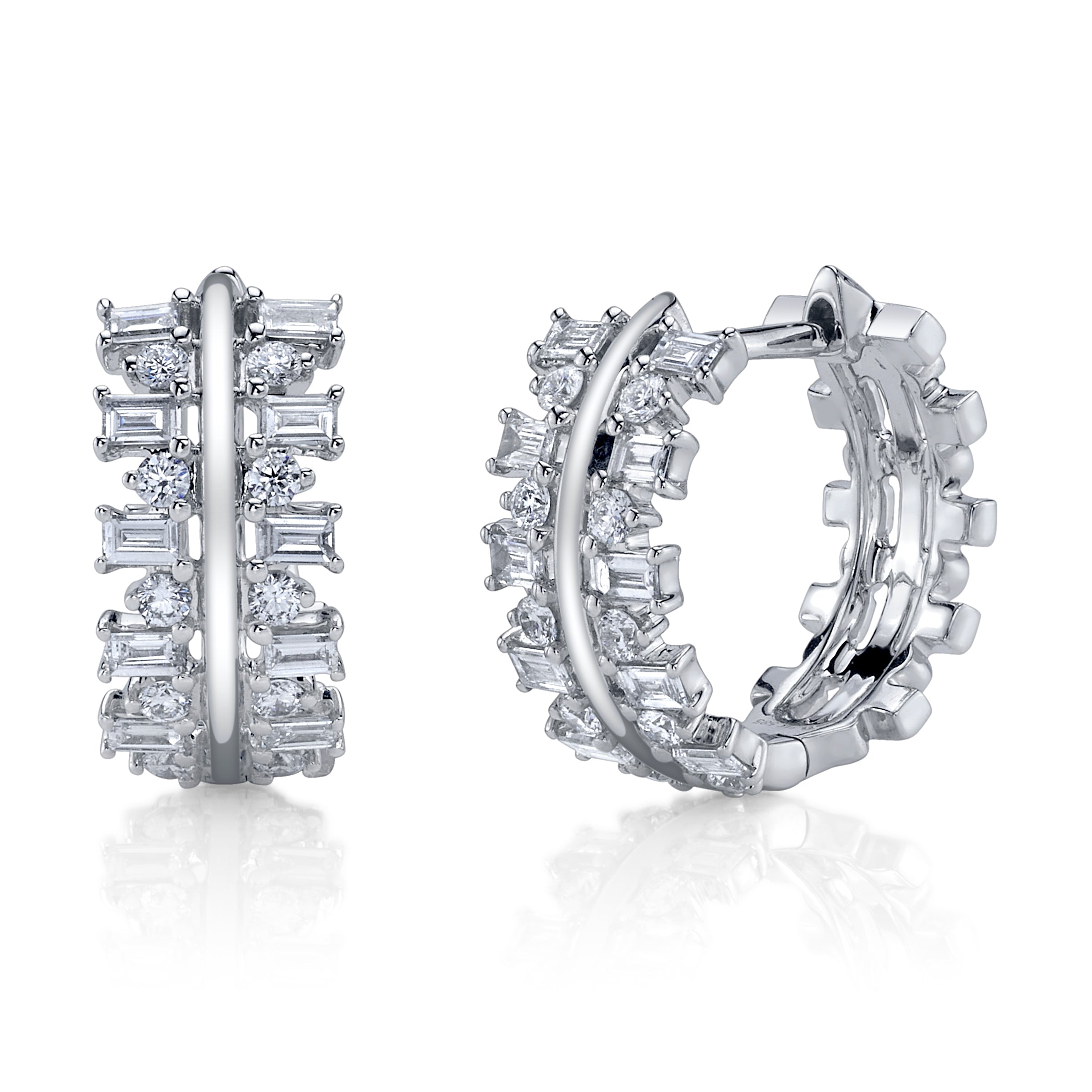 Baguette Diamond Trail Huggie Huggie Earrings Roseark Deux