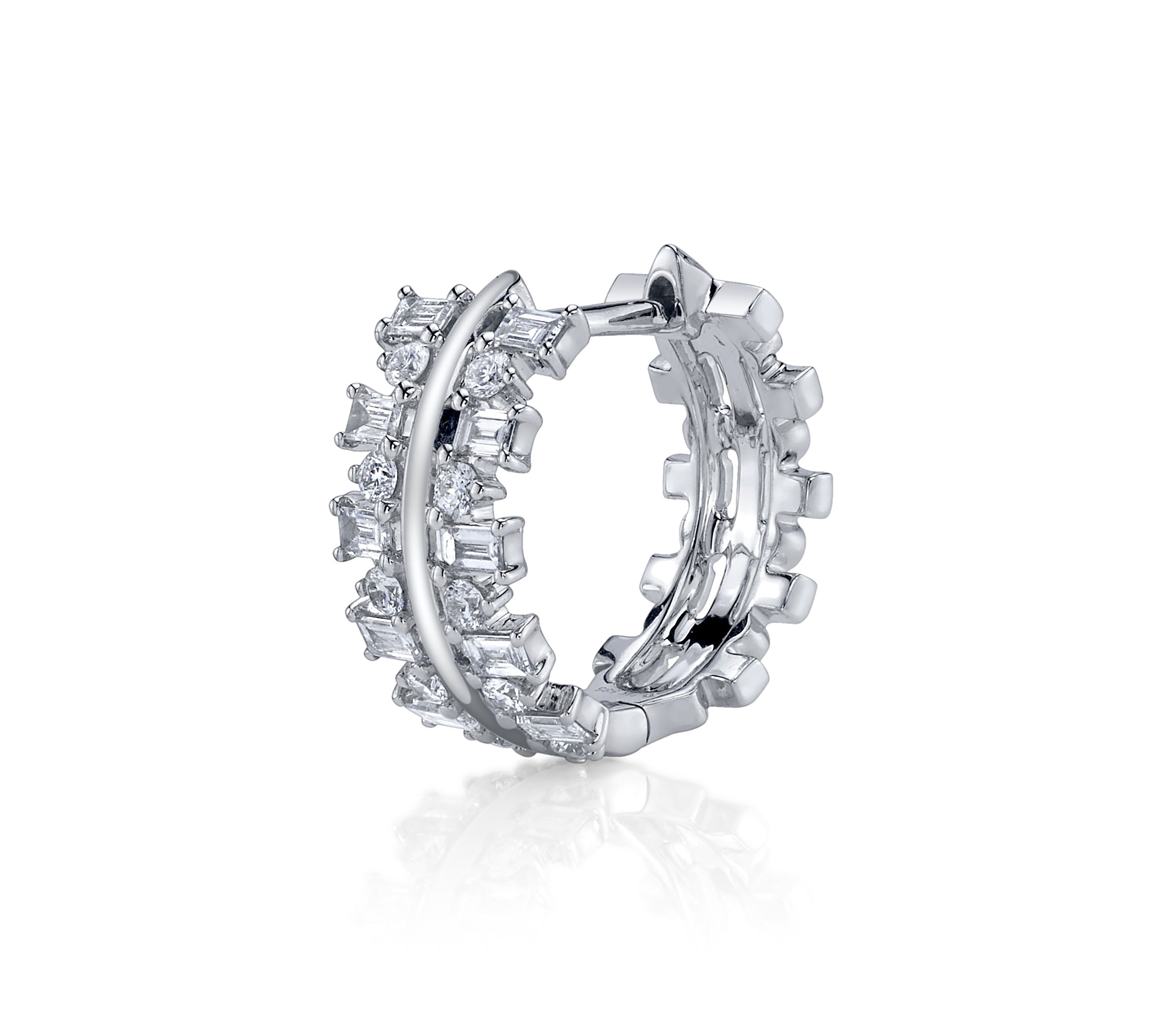 Baguette Diamond Trail Huggie Huggie Earrings Roseark Deux Single  