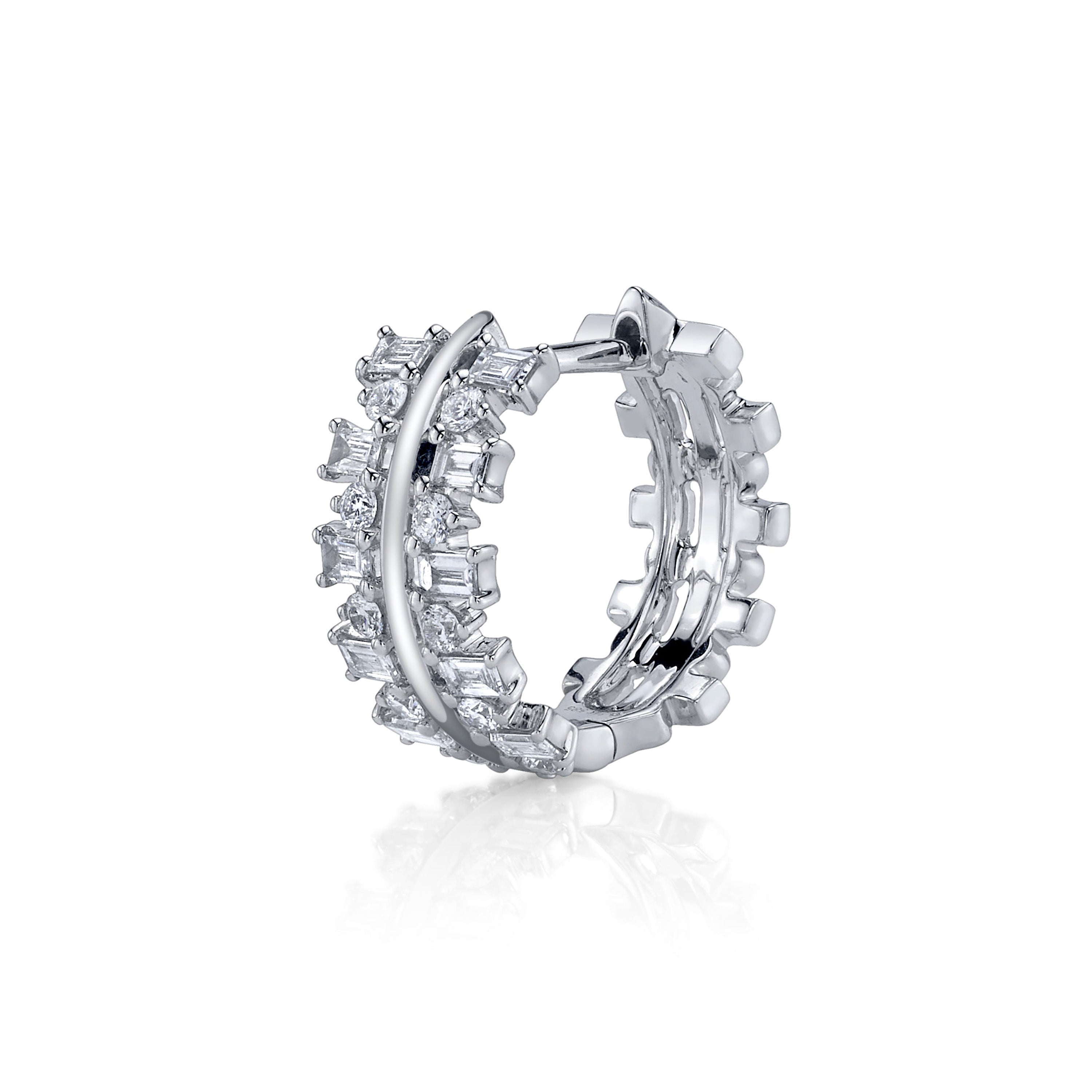 Baguette Diamond Trail Huggie Huggie Earrings Roseark Deux Single  