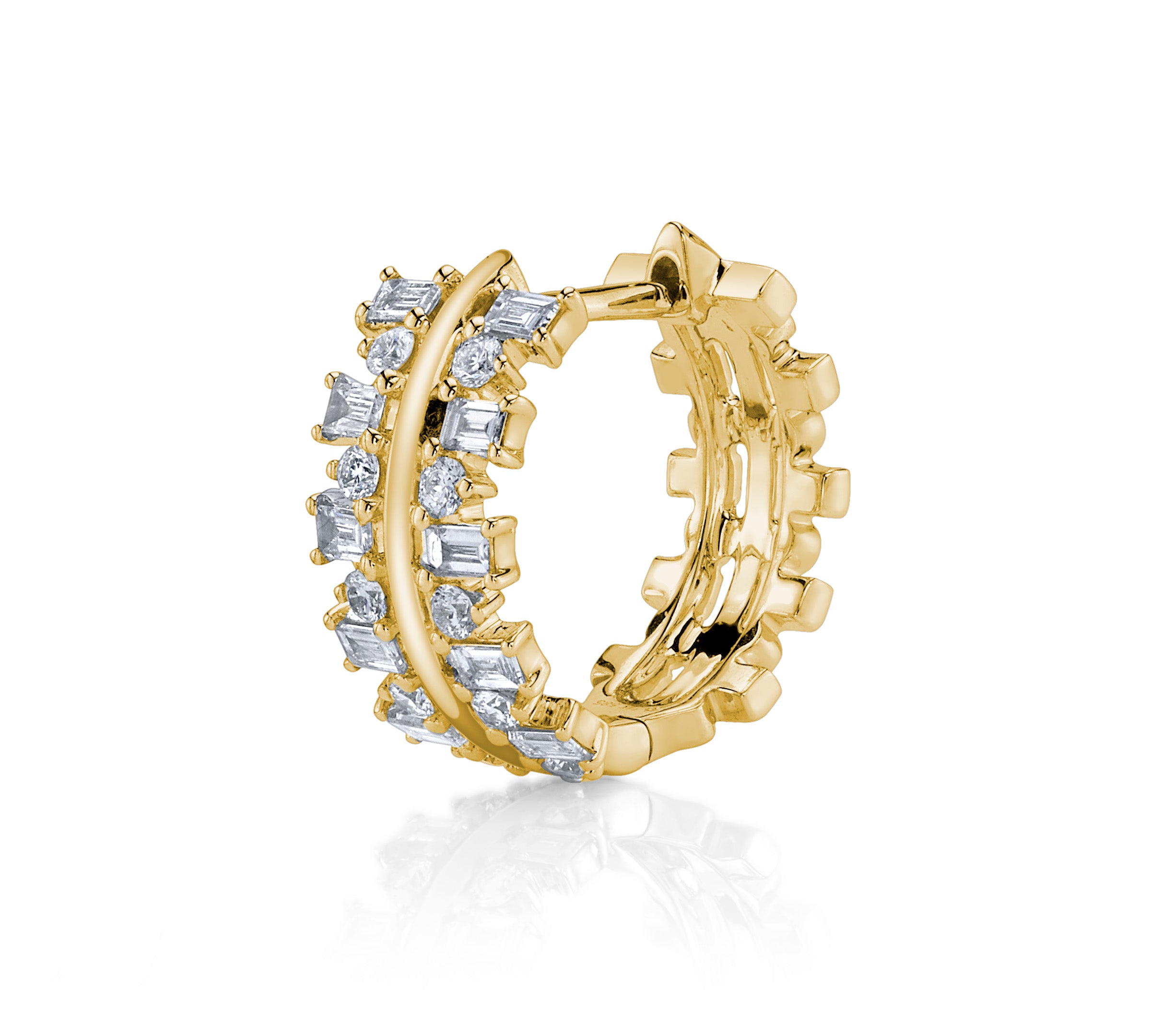 Baguette Diamond Trail Huggie Huggie Earrings Roseark Deux