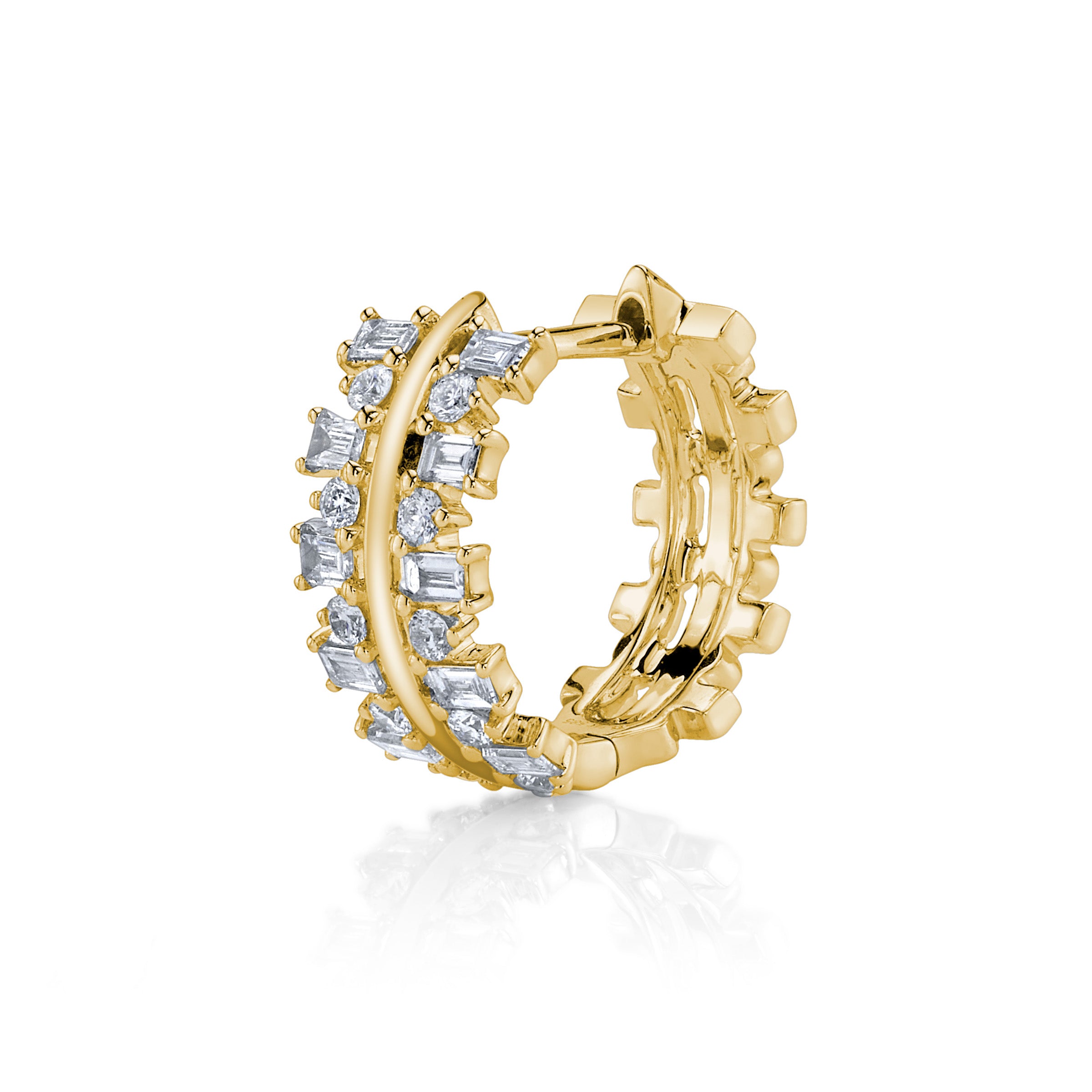 Baguette Diamond Trail Huggie Huggie Earrings Roseark Deux
