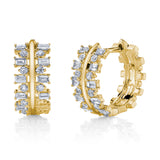 Baguette Diamond Trail Huggie Huggie Earrings Roseark Deux