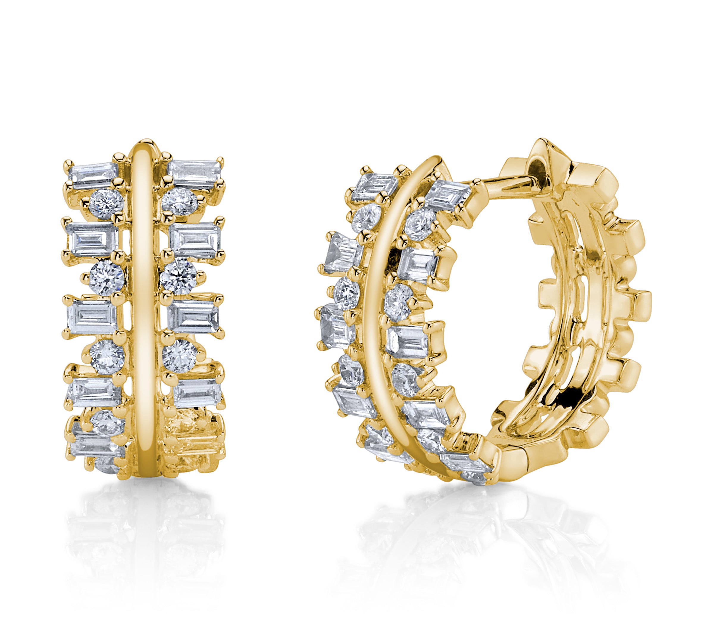 Baguette Diamond Trail Huggie Huggie Earrings Roseark Deux