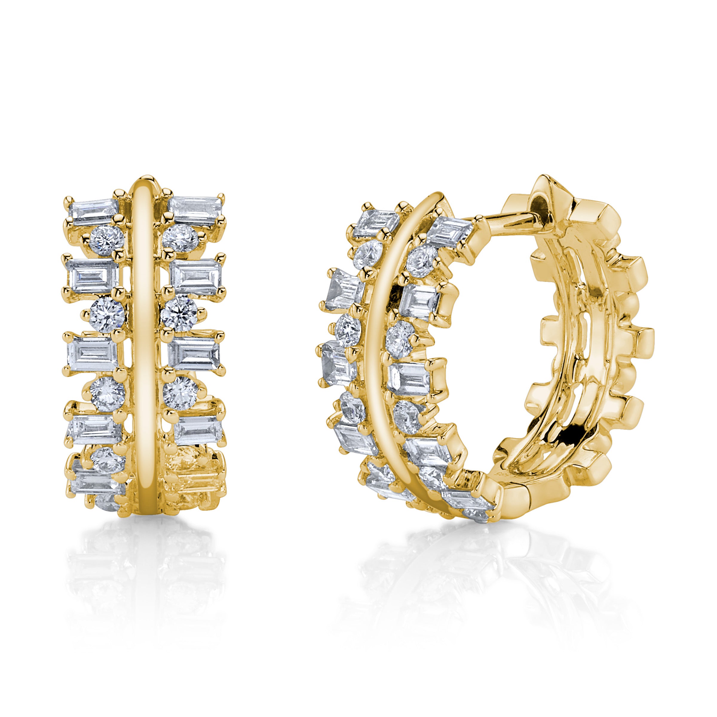 Baguette Diamond Trail Huggie Huggie Earrings Roseark Deux