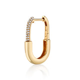 Pave Diamond Carabiner Hoop Hoop Earrings Roseark Deux Single Yellow Gold