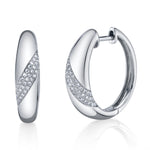 White Diamond Hoops, Medium Hoop Earrings Roseark Deux