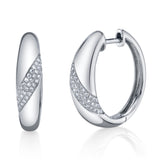 White Diamond Hoops, Medium Hoop Earrings Roseark Deux