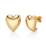 Puffy Gold Heart Studs Stud Earrings Roseark Deux   