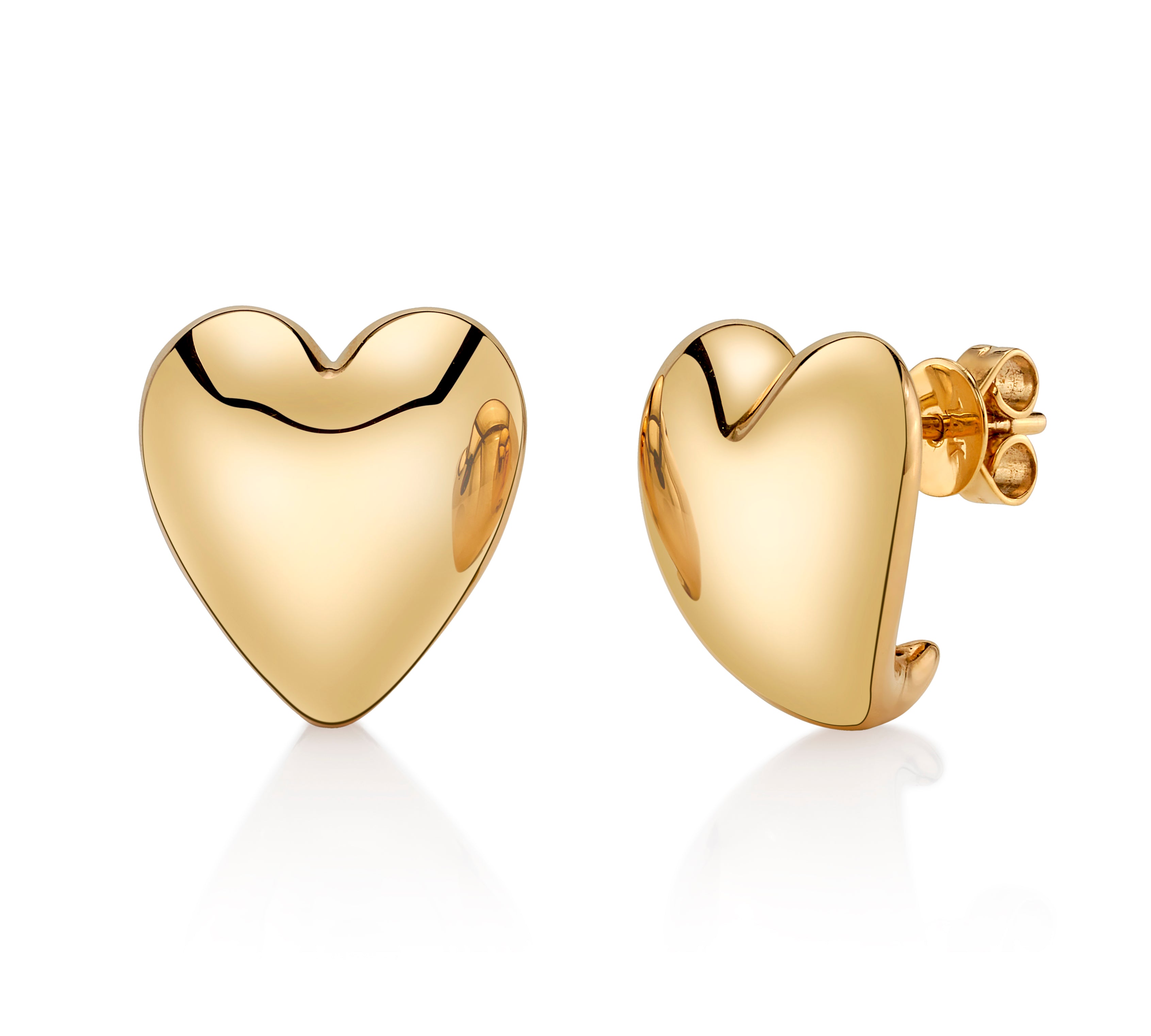 Puffy Gold Heart Studs Stud Earrings Roseark Deux   