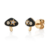 Green Enamel Mushroom Stud Stud Earrings Roseark Deux Black Pair
