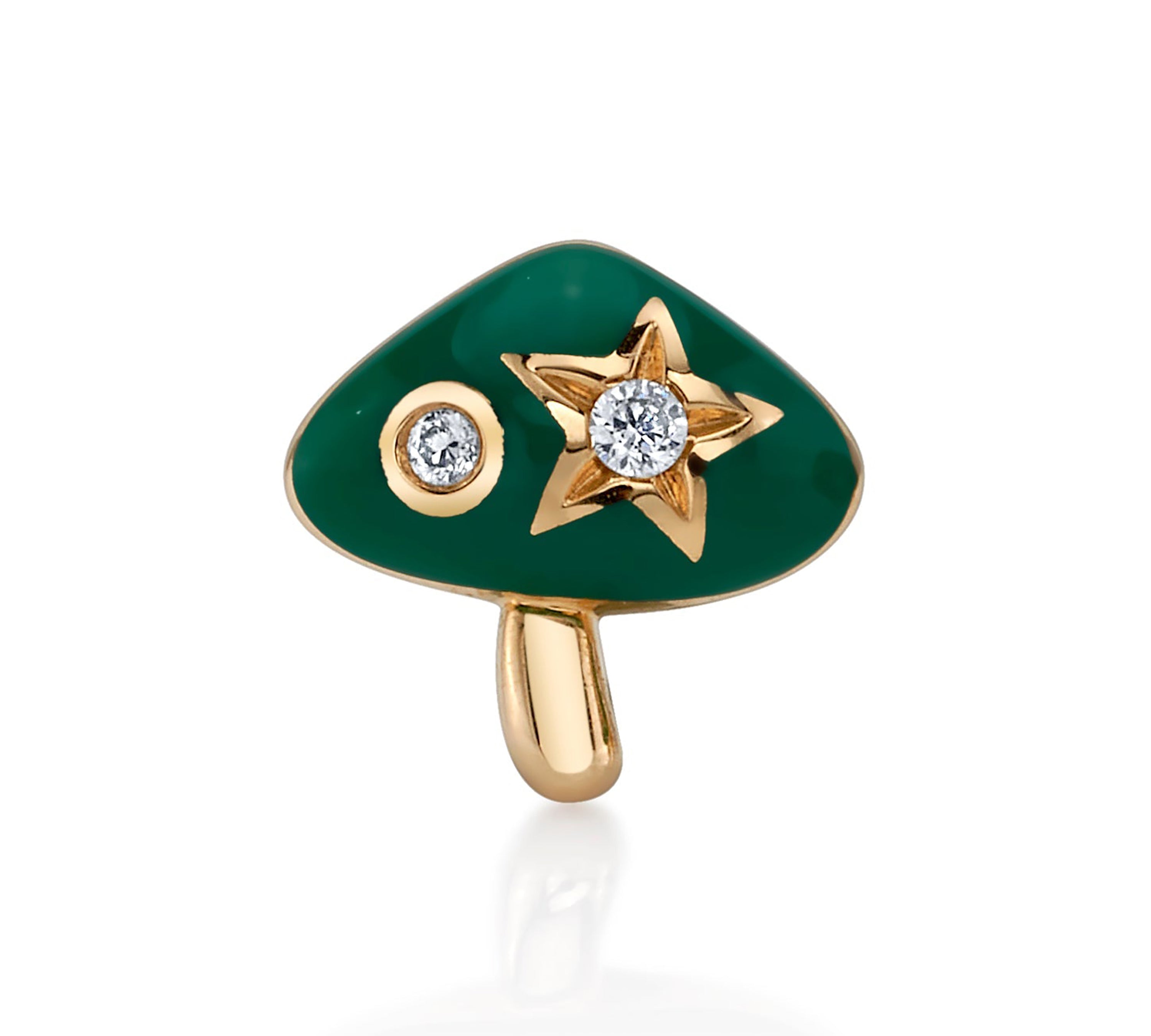 Green Enamel Mushroom Stud Stud Earrings Roseark Deux Green Single