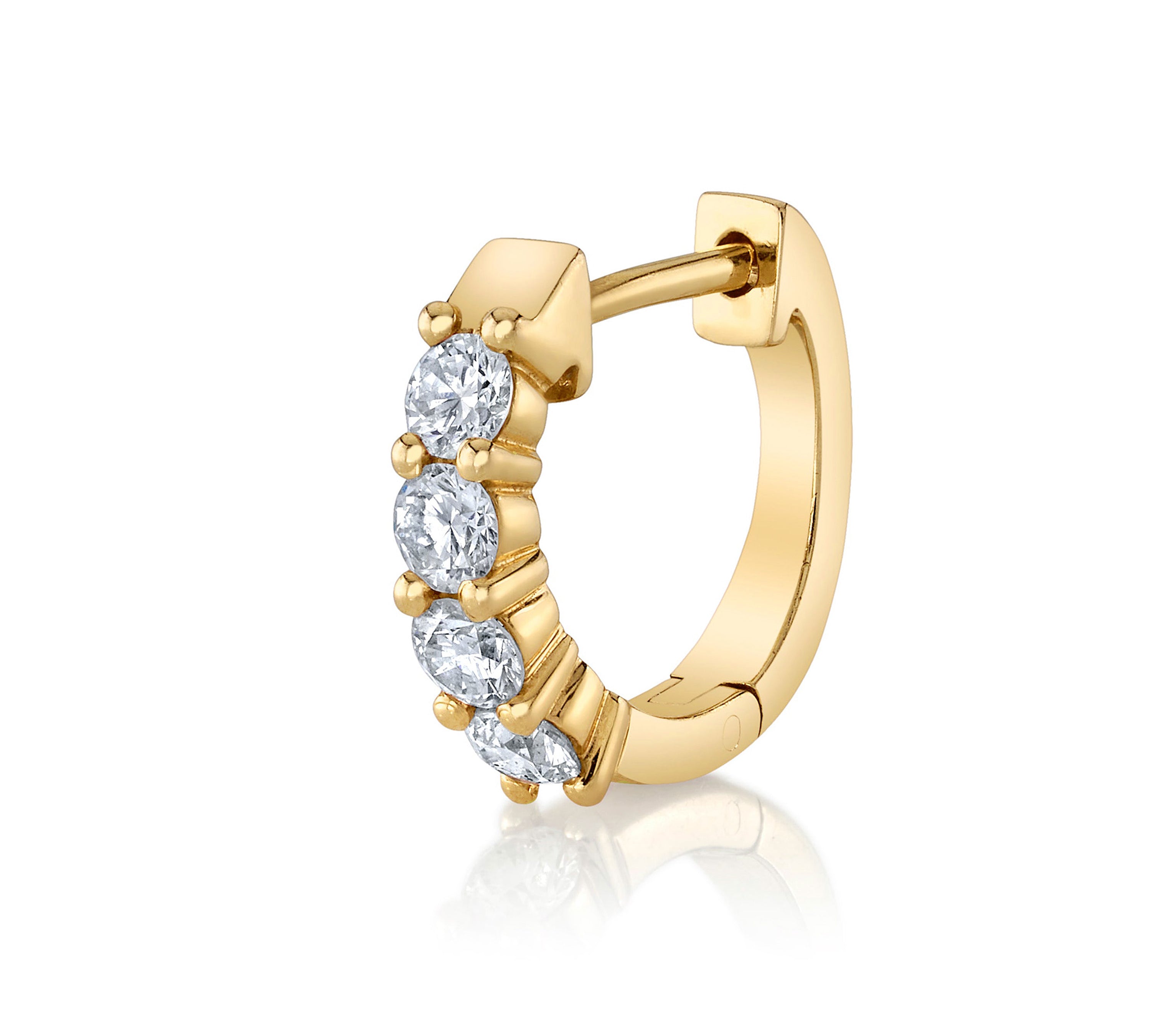 4-Diamond Huggie Huggie Earrings Roseark Deux Single Yellow Gold