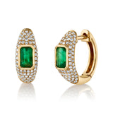 Pavé Diamond Emerald Huggie Huggie Earrings Roseark Deux Pair  