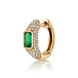Pavé Diamond Emerald Huggie Huggie Earrings Roseark Deux Single  