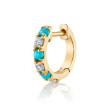 Alternating Diamond Stone Huggie Huggie Earrings Roseark Deux Single Turquoise