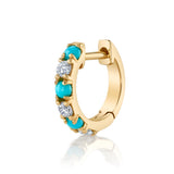 Alternating Diamond Stone Huggie Huggie Earrings Roseark Deux Single Turquoise