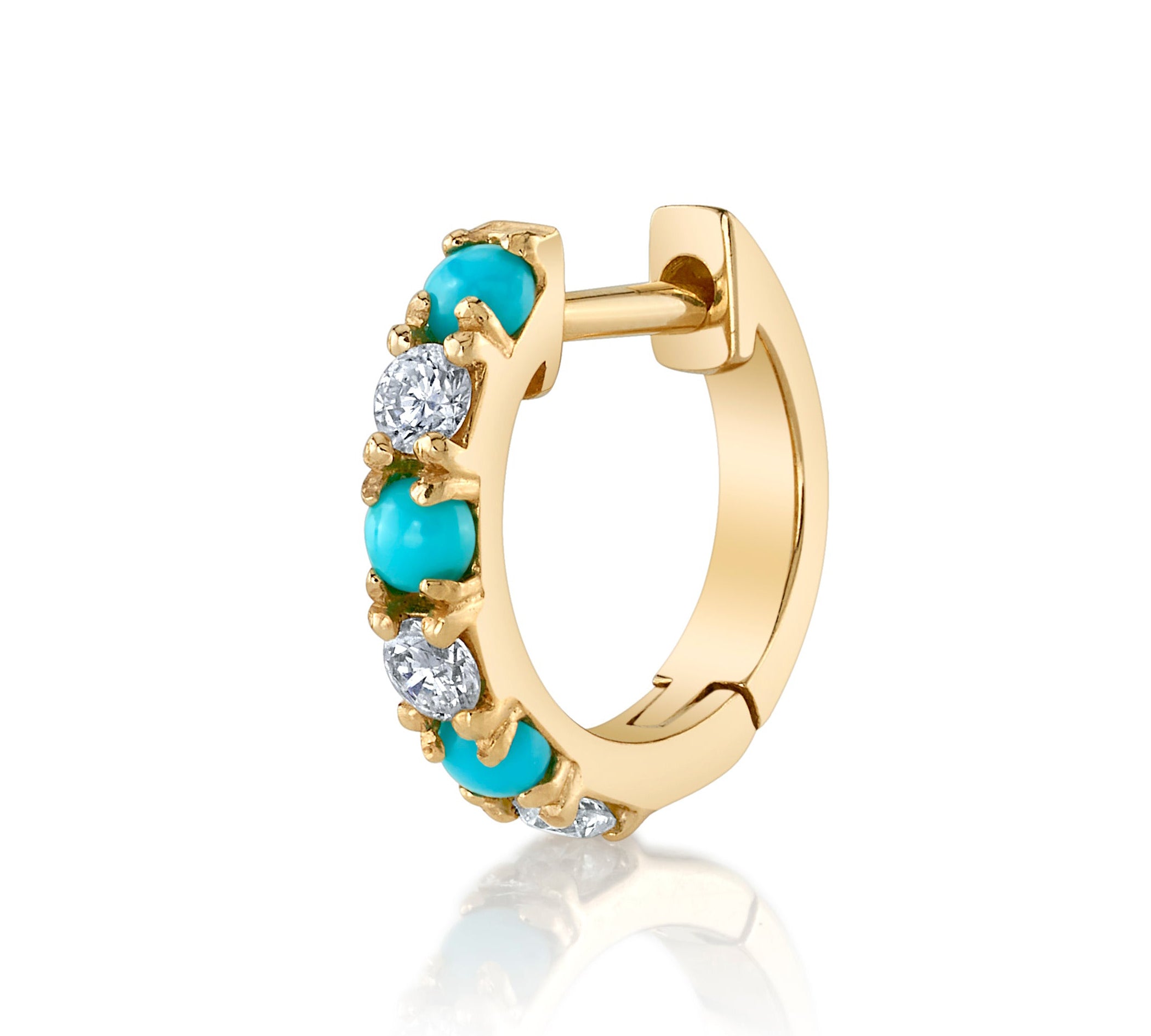 Alternating Diamond Stone Huggie Huggie Earrings Roseark Deux Single Turquoise