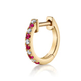 Ruby Diamond Alternating Huggie Huggie Earrings Roseark Deux Single