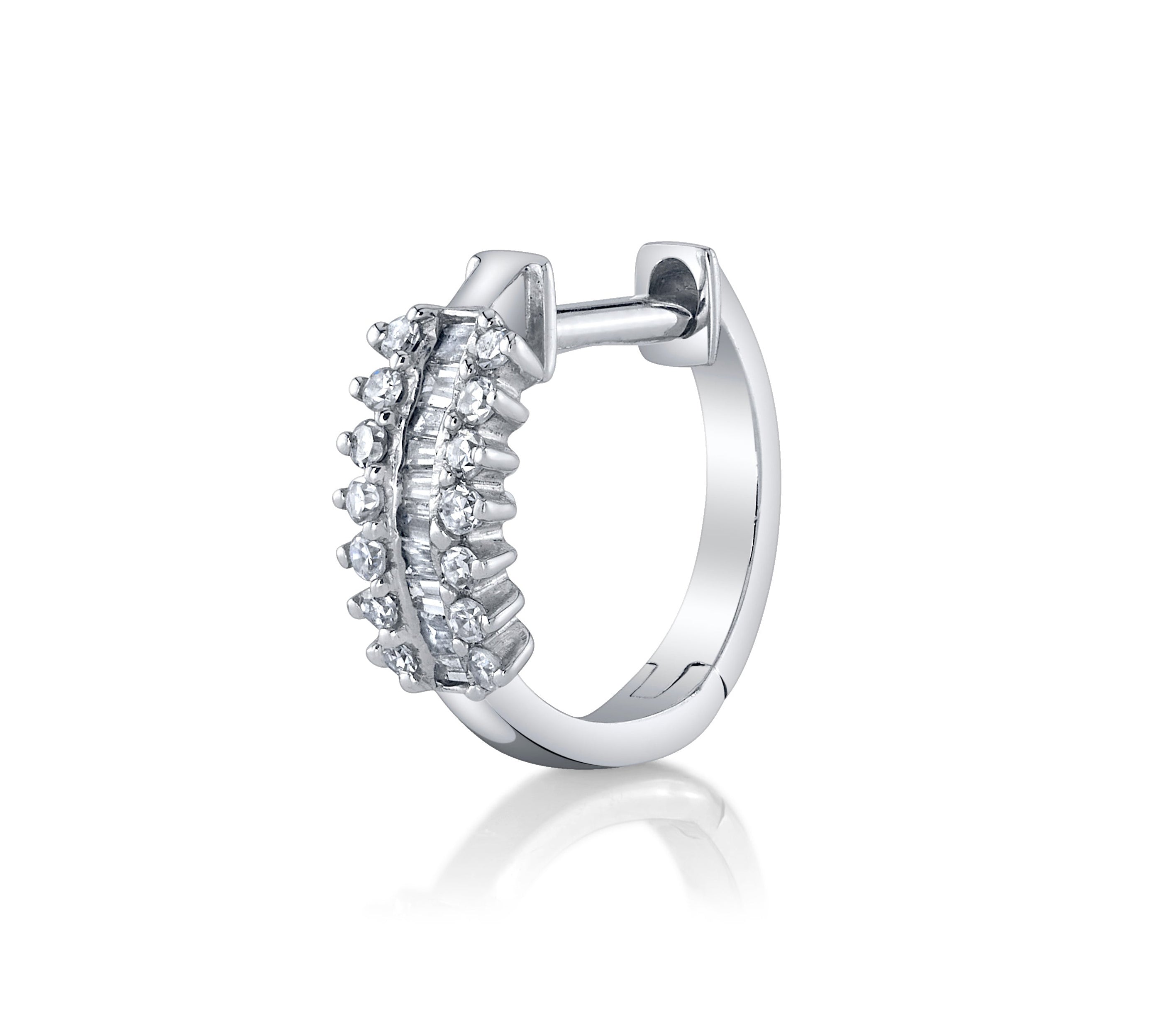 Channel Bezel Set Hoop Huggie Huggie Earrings Roseark Deux Single