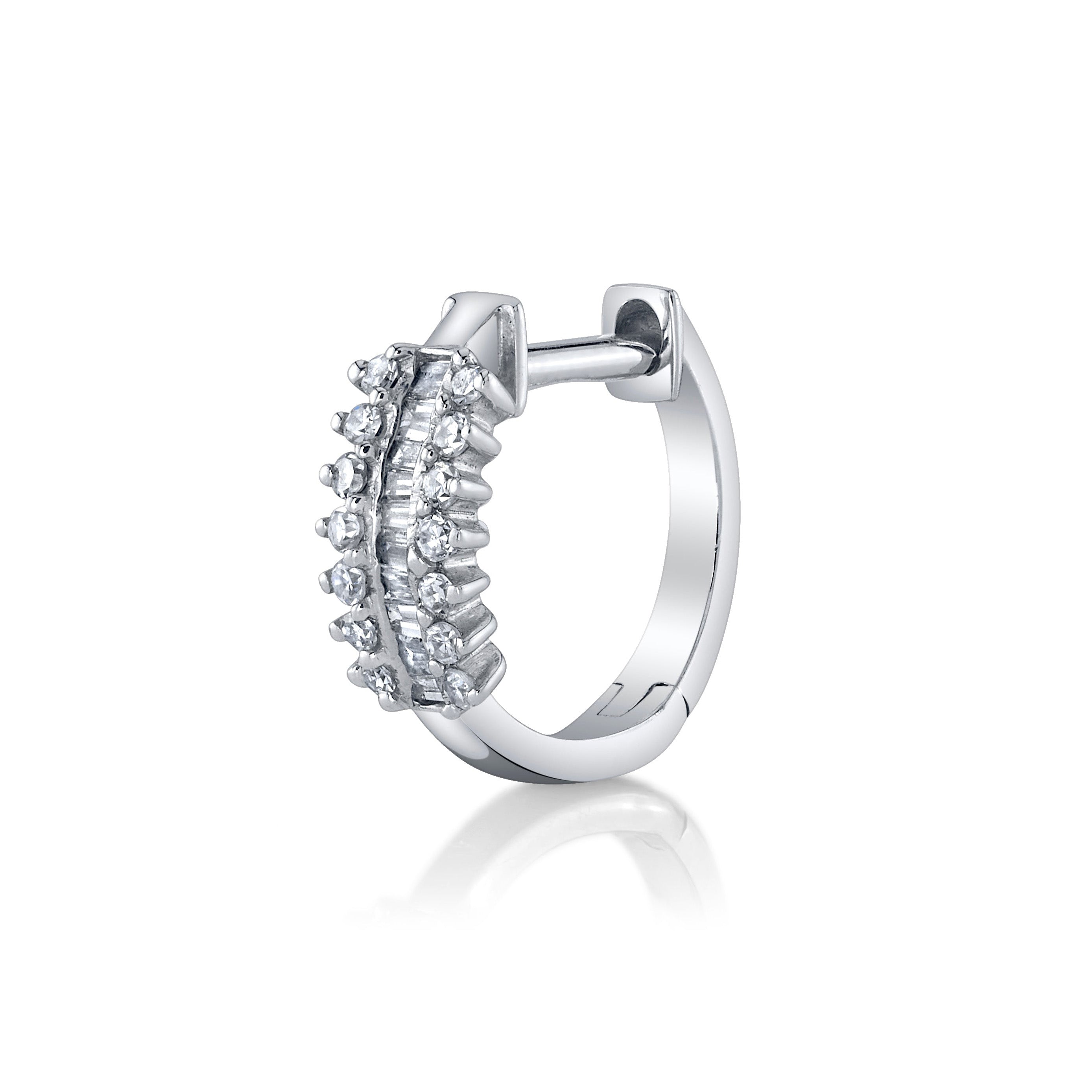 Channel Bezel Set Hoop Huggie Huggie Earrings Roseark Deux Single