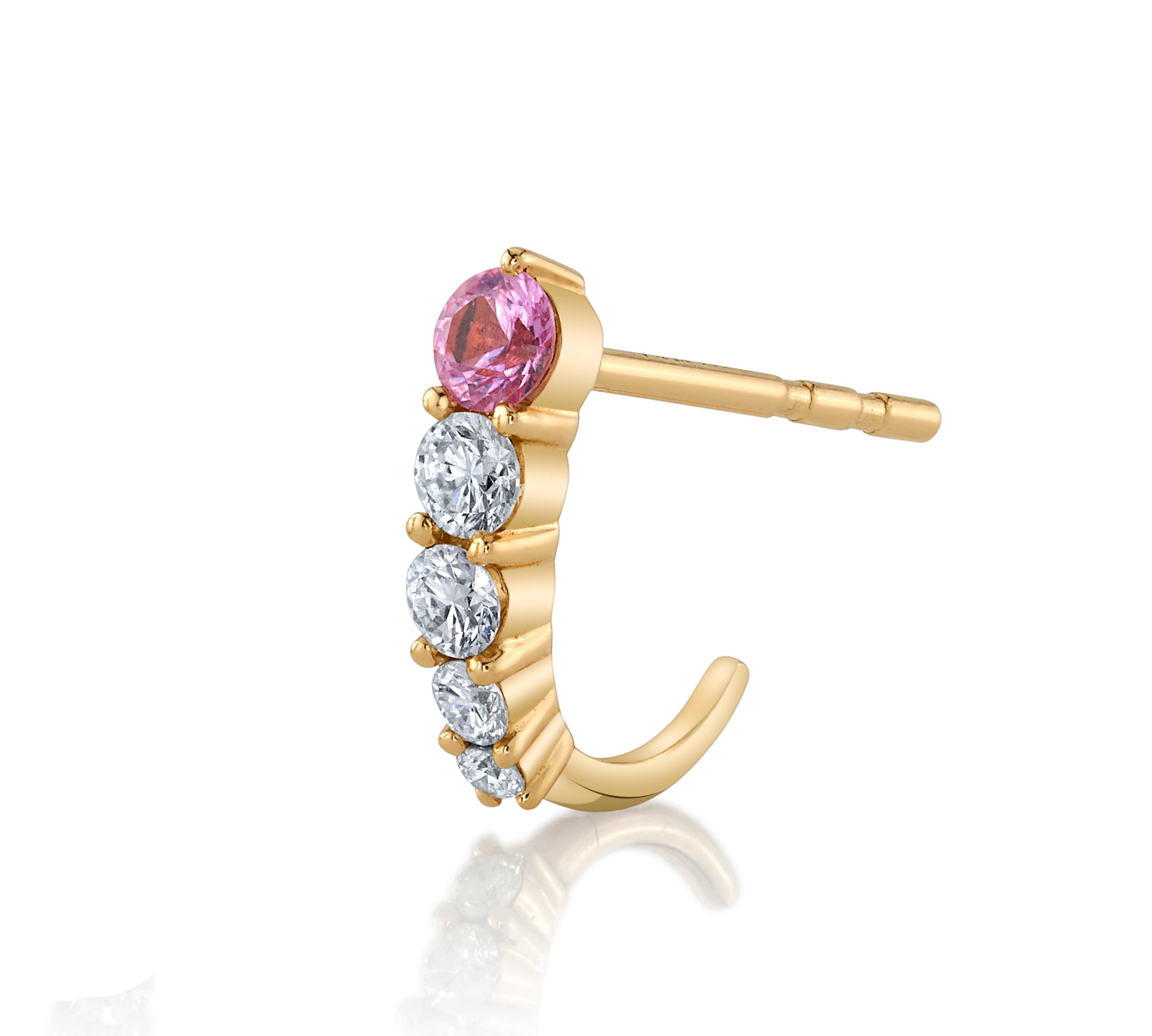 Sapphire Diamond Half Hoop Huggie Earrings Roseark Deux