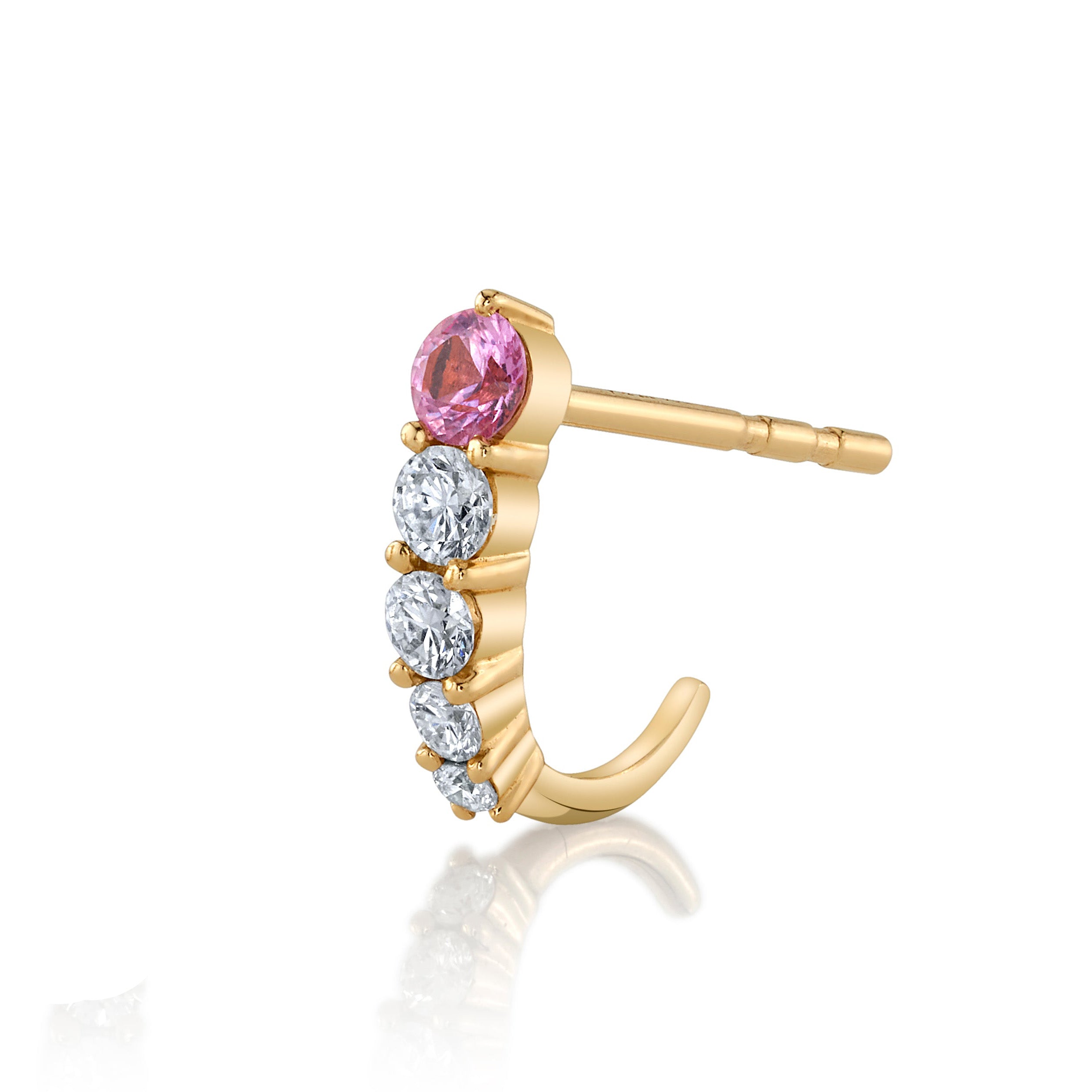 Sapphire Diamond Half Hoop Huggie Earrings Roseark Deux