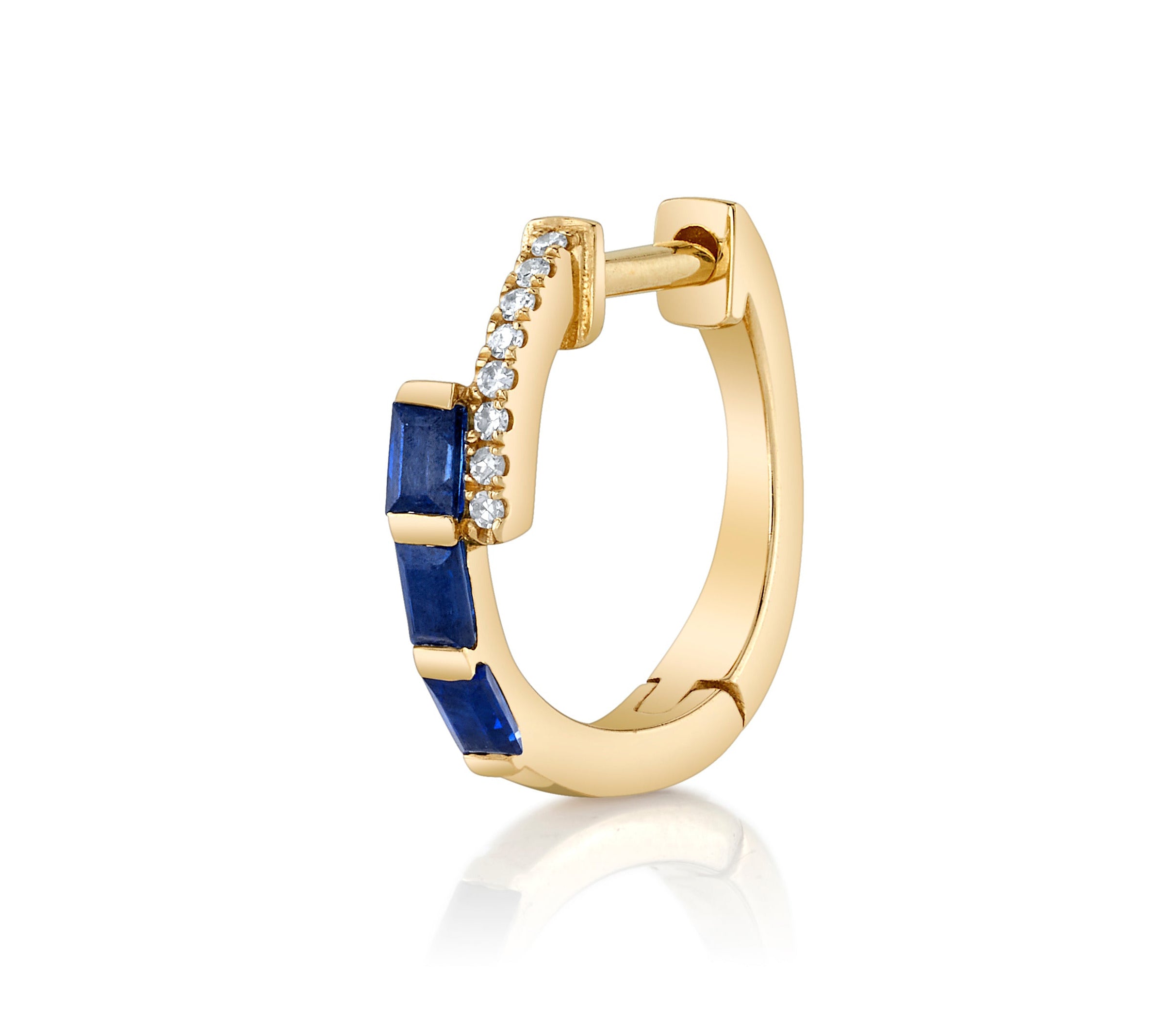 Sapphire Diamond Huggie Huggie Earrings Roseark Deux Single