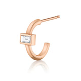 Bezel Baguette Stud Huggie Earrings Roseark Deux Single