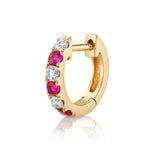 Alternating Diamond Stone Huggie Huggie Earrings Roseark Deux Single Ruby