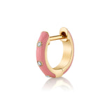 Enamel Tri-Diamond Huggie Huggies Roseark Deux Pink Single 