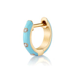Enamel Tri-Diamond Huggie Huggies Roseark Deux Turquoise Single 