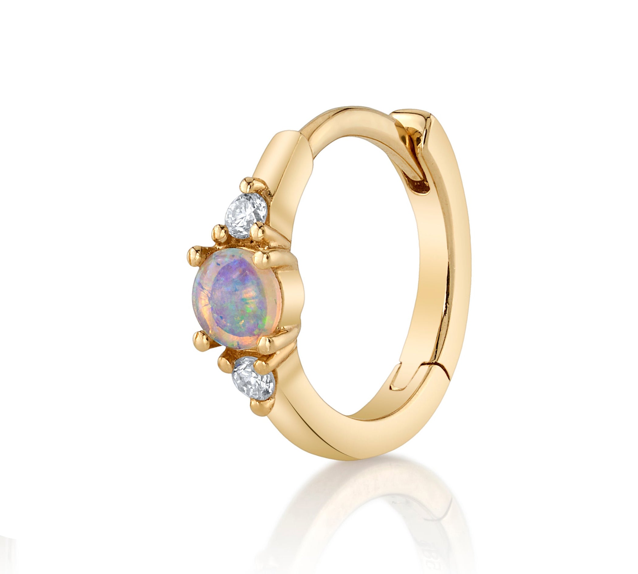 Opal Diamond Huggie Huggie Earrings Roseark Deux Single