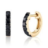 Black Diamond Huggie Huggie Earrings Roseark Deux Yellow Gold Pair