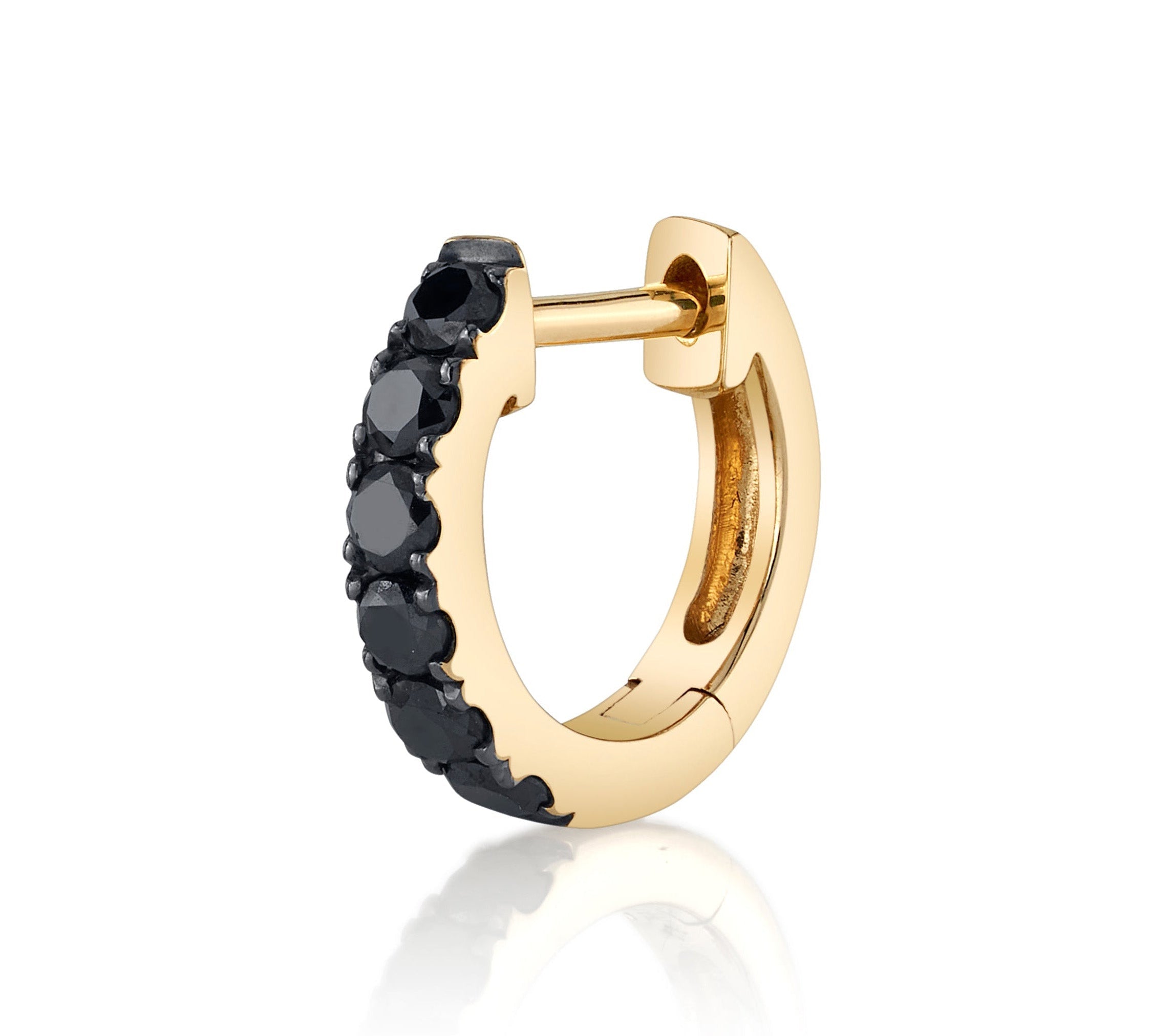 Black Diamond Huggie Huggie Earrings Roseark Deux Yellow Gold Single