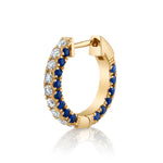 Pave Diamond Stone Huggie Huggie Earrings Roseark Deux Single Sapphire