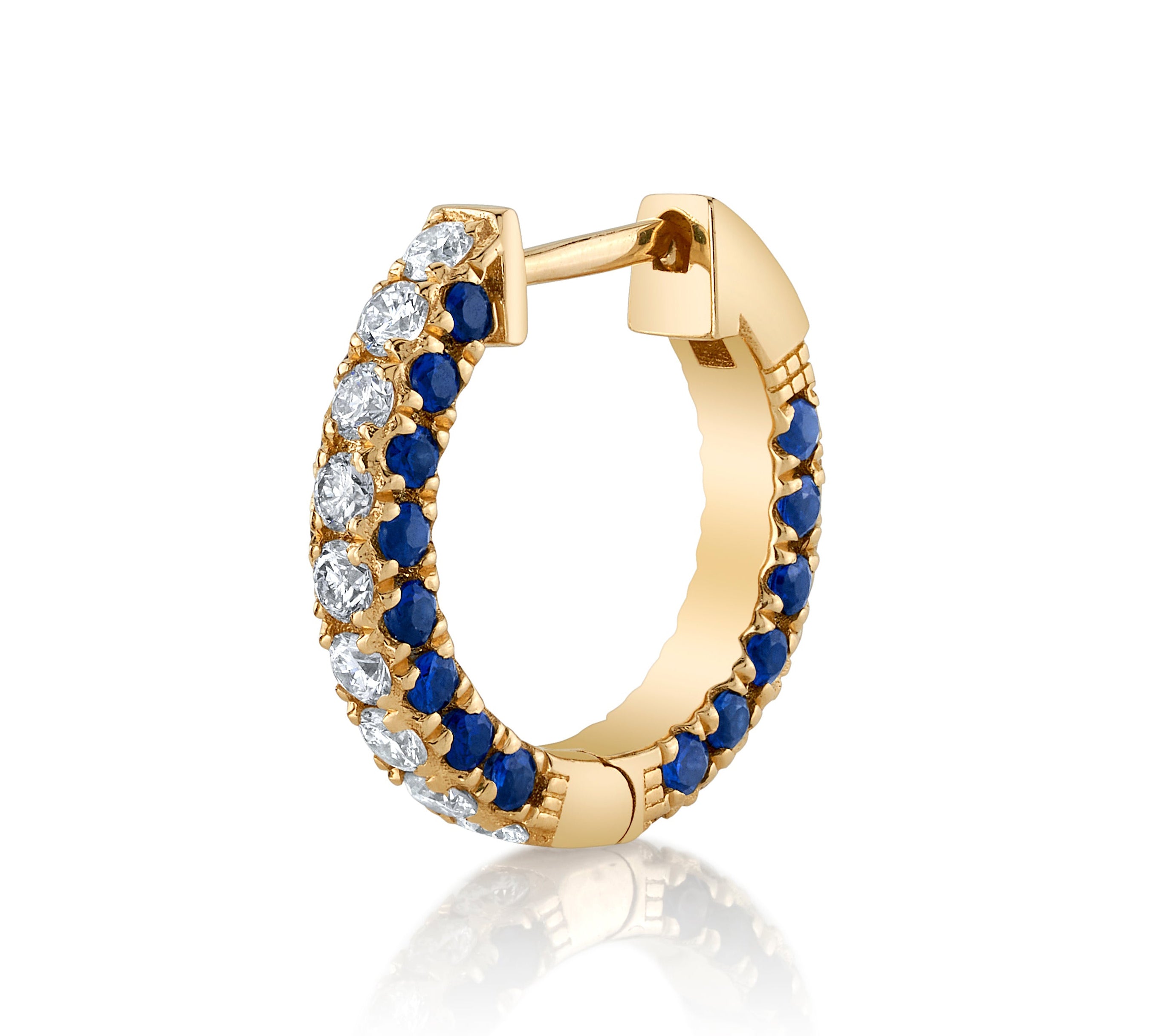 Pave Diamond Stone Huggie Huggie Earrings Roseark Deux Single Sapphire