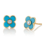 Daisy Enamel Stud Stud Earrings Roseark Deux Turquoise Pair 