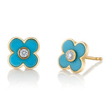 Daisy Enamel Stud Stud Earrings Roseark Deux Turquoise Pair 